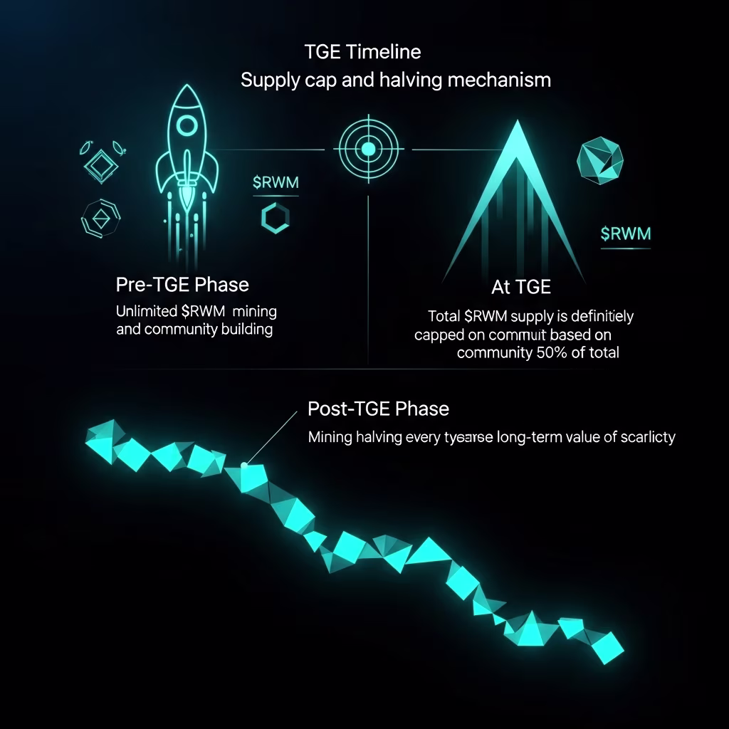 TGE Timeline - Supply cap and halving mechanism